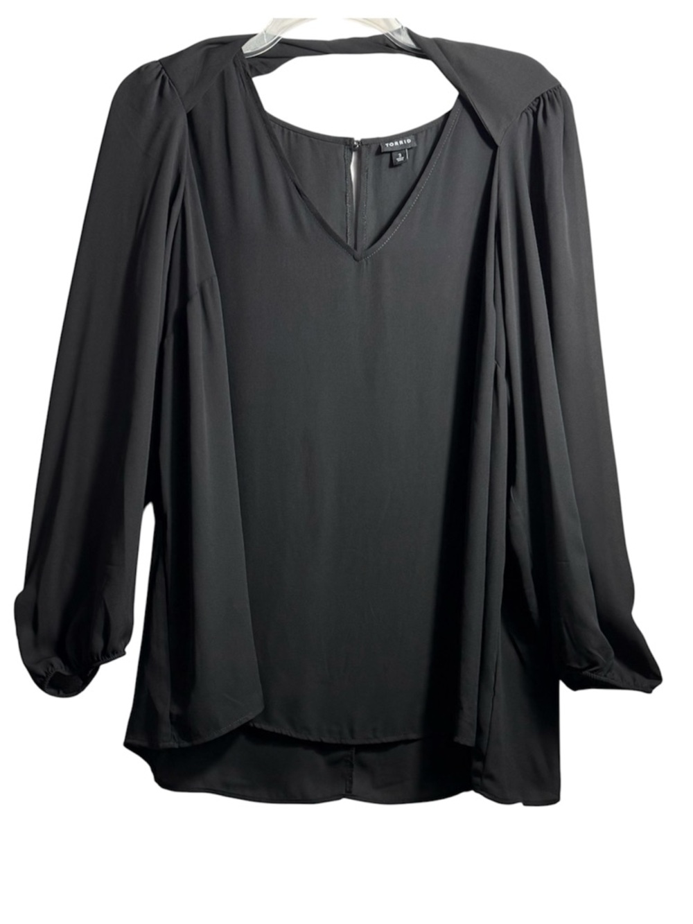 Torrid Black Sheer Chiffon Blouse Size 3 Minimalist Capsule Essential Flowy Top